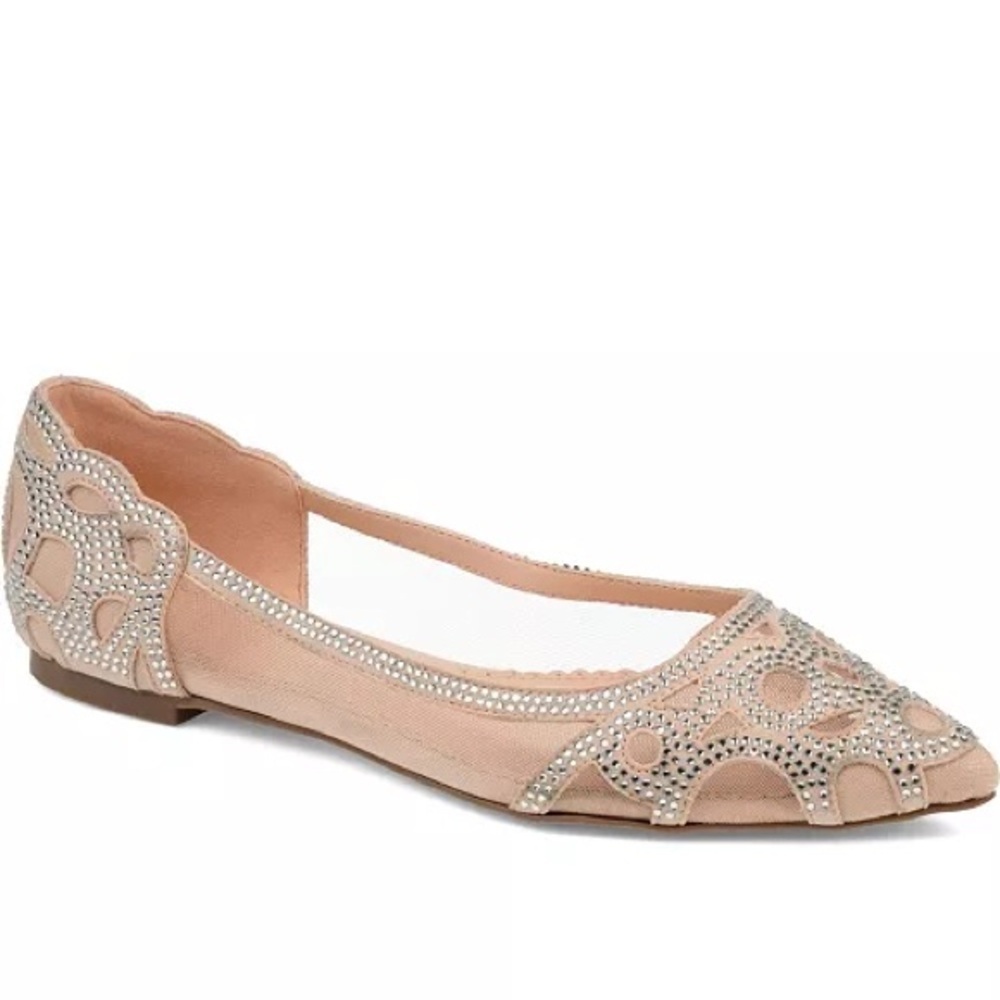 Women’s Journee Beige Collection Batavia Embellished Flats Size 10 US!